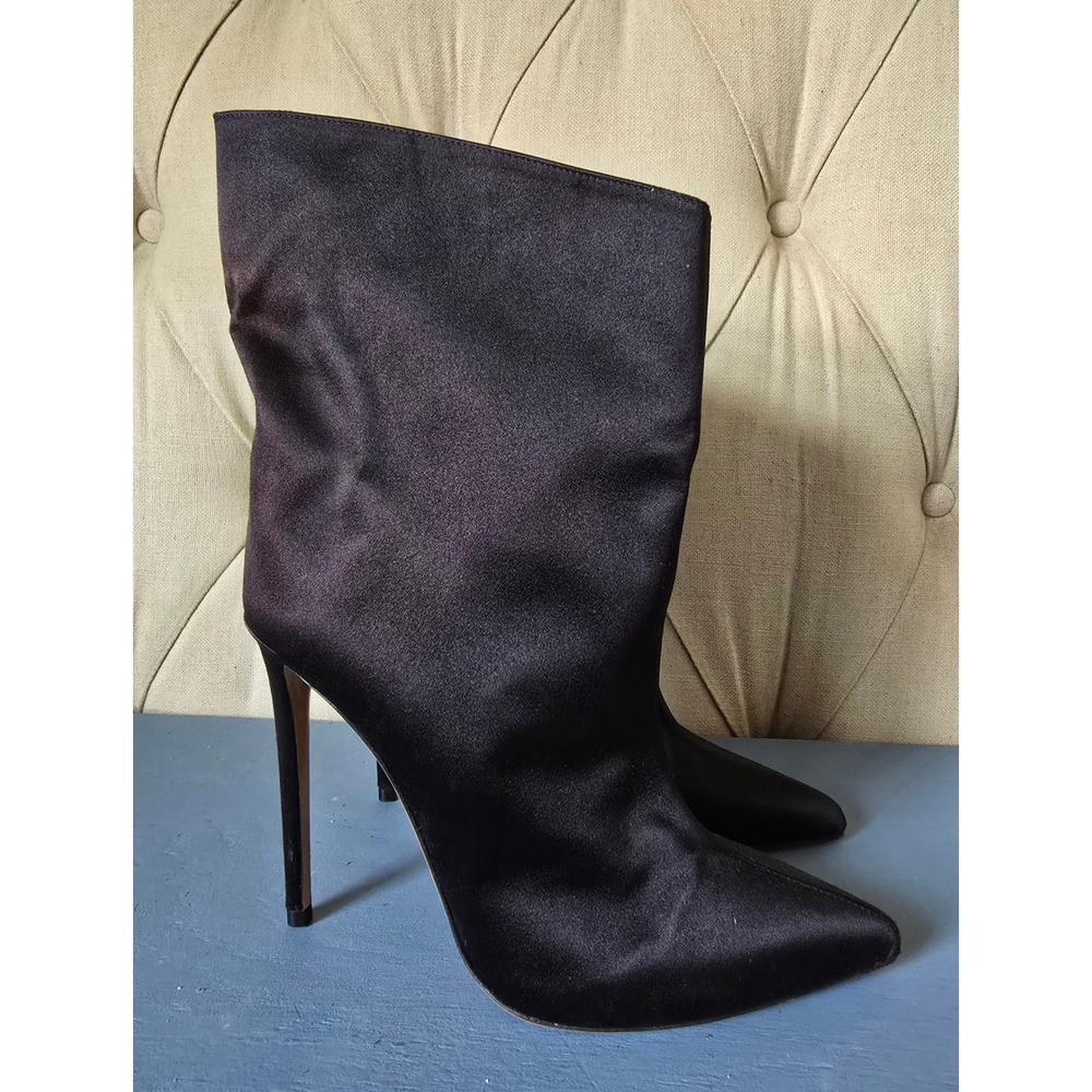 Alexandre Vauthier Black Satin Heels EU 38 Made in Italy Luxury Designer